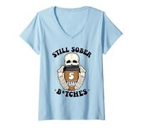 Femme Sobriété drôle, Encore des salopes sobres, 5 Ans, Un Squelette Sobre T-Shirt avec Col en V