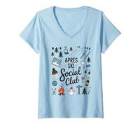Femme Social Club A pres Ski Winter Vibes Snow Party T-Shirt avec Col en V