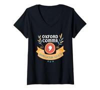 Femme Société d'appréciation de la Grammaire d'Oxford Comma Humor pour Les Enseignants T-Shirt avec Col en V