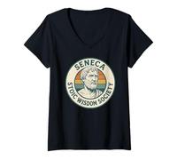 Femme Société de Sagesse stoïcienne de Sénèque T-Shirt avec Col en V