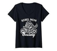 Femme Société des Mamans Rebelles T-Shirt avec Col en V