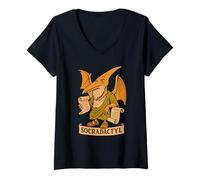 Femme Socradactyle Funny Philosophy Ptérodactyle Socrate Pun T-Shirt avec Col en V