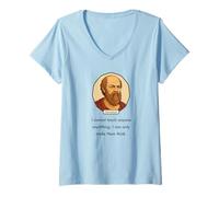 Femme Socrate a Dit « I Cannot Teach I Can Only Make Them Think» T-Shirt avec Col en V