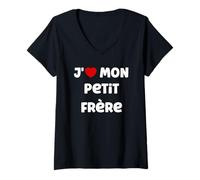Femme Soeur J'aime Mon Petit frère T-Shirt avec Col en V