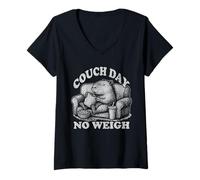 Femme Sofa Day No Weigh Capybara Lazy Animal Snack Lover T-Shirt avec Col en V