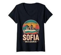 Femme Sofia Bulgarie Souvenir de Voyage Scène vive T-Shirt avec Col en V