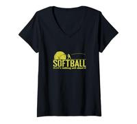 Femme Softball Rien de Doux à ce Sujet T-Shirt avec Col en V