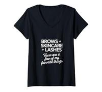 Femme Soins de la peau sourcils cils thérapie de la peau soins de la peau esthéticienne T-Shirt avec Col en V