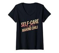 Femme Soins personnels Signifie Faire du Chili | Funny Chili Cook Food Lover T-Shirt avec Col en V