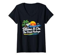 Femme Soirée Amusante sur la croisière Blame It on The Drink Package T-Shirt avec Col en V