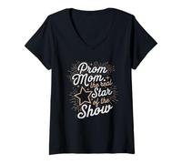 Femme Soirée de bal de promo maman bal reine maman préparation maman tâches T-Shirt avec Col en V