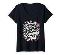 Femme Soirée de bal de promo maman bal reine maman préparation maman tâches T-Shirt avec Col en V
