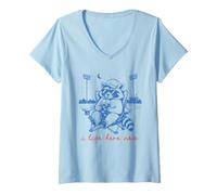 Femme Soirée du Stade « I Live Here Now » pour Fan de Raton Laveur T-Shirt avec Col en V