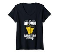 Femme Soirée épique The Groom Bachelor Party T-Shirt avec Col en V