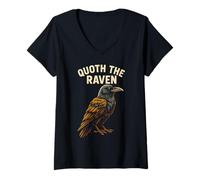 Femme Soirée féminine Raven Quoth The Dark Academia T-Shirt avec Col en V