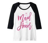 Femme Soirée Nuptiale Maid of Honor Pink Script Manche Raglan