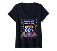 Femme Soirée rétro « Take Me Back to The 80's Old School Throwback » T-Shirt avec Col en V