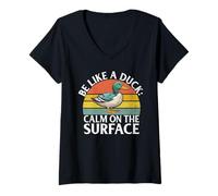 Femme Sois comme Un Canard, Calme sur Le Surface Duck T-Shirt avec Col en V