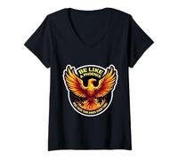 Femme Sois comme un phénix renaissant de tes cendres à chaque fois que Fire Bird T-Shirt avec Col en V