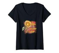 Femme Sois comme Un Tournesol, Je me tiendrai Debout et trouverai la lumière du Soleil T-Shirt avec Col en V