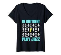 Femme Sois Différent Joue Du Jazz Et Reste Unique T-Shirt avec Col en V