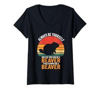 Femme Sois toi-même, sauf si tu Peux être Un Castor T-Shirt avec Col en V