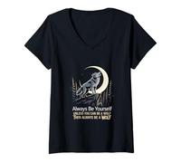 Femme Sois toi-même, sauf si tu peux être un loup T-Shirt avec Col en V