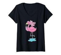 Femme Sois Ton Beau Flamant Rose T-Shirt avec Col en V