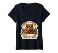 Femme Sois Toujours toi-même, sauf si tu Peux être Un Ours, Alors sois Un Ours T-Shirt avec Col en V