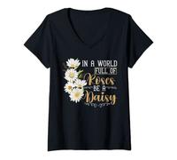 Femme Sois une pâquerette Fleur mignonne Femme T-Shirt avec Col en V