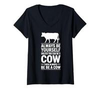 Femme Sois Une Vache drôle T-Shirt avec Col en V
