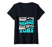 Femme Soit j'ai raison soit tu as tort cadeau groovy rétro vintage T-Shirt avec Col en V