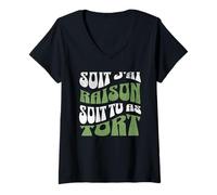 Femme Soit j'ai raison soit tu as tort cadeau groovy rétro vintage T-Shirt avec Col en V