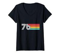 Femme Soixante-Seize 1976 Rétro 50e Anniversaire T-Shirt avec Col en V