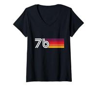 Femme Soixante-Seize 1976 Rétro 50e Anniversaire T-Shirt avec Col en V