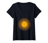 Femme Sol de Mayo Drapeau Argentine Soleil Argentine Fierté Argentine T-Shirt avec Col en V