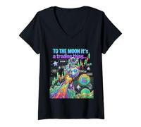 Femme Solana Crypto Bullrun Sol Token Riche Millionnaire T-Shirt avec Col en V