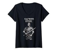 Femme Soldat Patriotique Drapeau américain vétérans Militaire Graphique T-Shirt avec Col en V