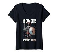 Femme Soldat romain. L'honneur ne rouille pas. T-Shirt avec Col en V