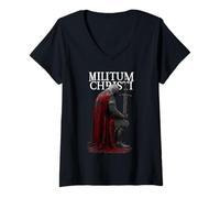 Femme Soldats du Christ | Templier Knight | Guerrier catholique T-Shirt avec Col en V