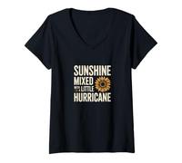 Femme Soleil mélangé avec Un Peu d'ouragan T-Shirt avec Col en V