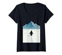 Femme Solo Penguin Journey Arctic Landscape Solitude Persévérance T-Shirt avec Col en V