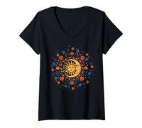 Femme Solstice d'été Wiccan Païen des fêtes Saison Soleil T-Shirt avec Col en V