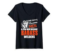 Femme Some Boys Become Men A Few Men Become Welders Welding Welder T-Shirt avec Col en V