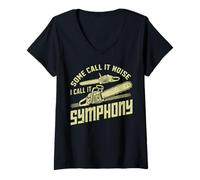 Femme Some Call It Noise I Call It Symphony Tronçonneuse T-Shirt avec Col en V
