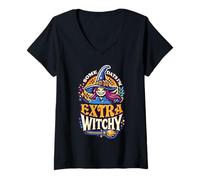 Femme Some Days I'm Extra Witchy Mignonne sorcière magique Halloween et automne T-Shirt avec Col en V