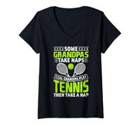 Femme Some Grandpas Take Naps Real Grandpa Play Tennis T-Shirt avec Col en V