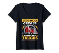 Femme Some of Us Grew Up Play with Trucks Funny Trucking Trucker T-Shirt avec Col en V
