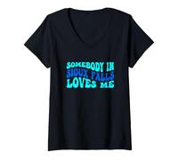 Femme Somebody in Sioux Falls Loves Me Modern Boho Vibe T-Shirt avec Col en V