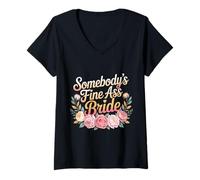 Femme Somebody's Fine Ass Bride Bachelorette Bridal Wedding - T-Shirt avec Col en V
